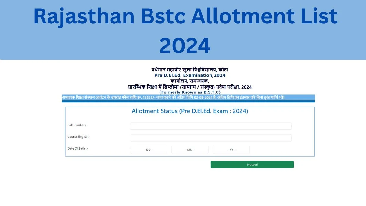 Rajasthan Bstc Allotment List 2024